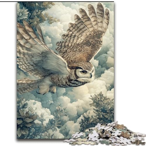 Puzzle 1000 Teile für Erwachsene, Geschenke für Erwachsene, Fliegende Eule, dekomprimierendes intellektuelles Lernspielzeug, ganze Familie (Größe 50x75cm) von LYXIANY