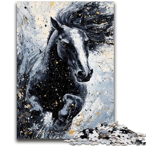 Puzzle 1000 Teile für Erwachsene, Geschenke für Erwachsene, schwarzes goldenes Pferd, für Kinder ab 14 Jahren, entspannendes intellektuelles Lernspielzeug, tolles Geschenk, 50x75cm Puzzle 1000 Teile für Erwachsene, Geschenke für Erwachsene, schwarzes goldenes Pferd, für Kinder ab 14 Jahren, entspannendes intellektuelles Lernspielzeug, tolles Geschenk, 50x75cm von LYXIANY