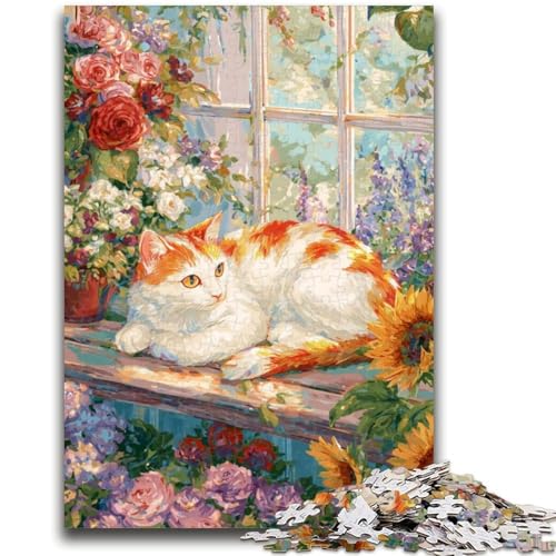 Puzzle 1000 Teile für Erwachsene, Geschenke für Sonnenblumenkatze, anspruchsvolles Spiel und Familienspiel, Lernspiel für Geburtstag, Weihnachten, 26x38cm von LYXIANY