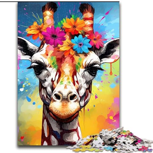 Puzzle 1000 Teile für Erwachsene, Giraffe mit Blumen, Holzpuzzle, Größe: 50x75cm, Heimaktivität für Feiertage, Geburtstage und Familienspieleabende Puzzle 1000 Teile für Erwachsene, Giraffe mit Blumen, Holzpuzzle, Größe: 50x75cm, Heimaktivität für Feiertage, Geburtstage und Familienspieleabende von LYXIANY