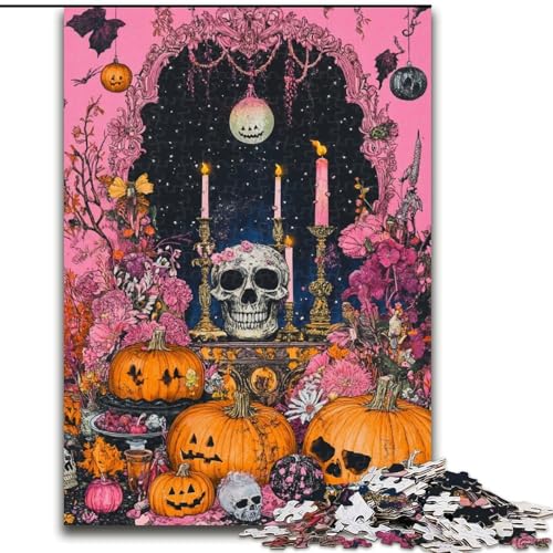 Puzzle 1000 Teile für Erwachsene, Halloween-Skelett-Puzzle aus Holz, Geburtstage, Feiertage und als Heimdekoration, Größe 50x75cm von LYXIANY