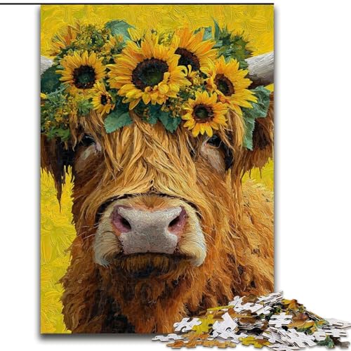 Puzzle 1000 Teile für Erwachsene, Highland Cow, Lernspielzeug, einzigartige Geburtstags- und Geschenkideen für Kinder ab 14 Jahren (Größe 26x38cm) von LYXIANY