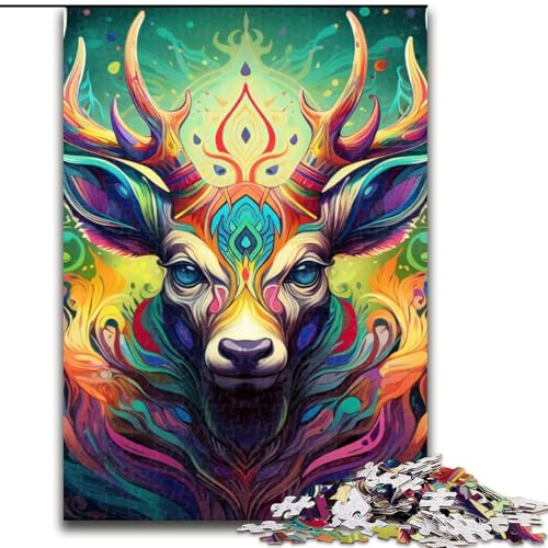 Puzzle 1000 Teile für Erwachsene, Hirsch, psychedelische Kunst, Holzpuzzle, 50x75cm, perfekt für Halloween, Weihnachten, Geburtstagsgeschenk Puzzle 1000 Teile für Erwachsene, Hirsch, psychedelische Kunst, Holzpuzzle, 50x75cm, perfekt für Halloween, Weihnachten, Geburtstagsgeschenk von LYXIANY