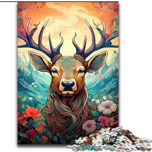 Puzzle 1000 Teile für Erwachsene, Hirsch, psychedelische Kunst, Holzpuzzle, Denkspiel für Teenager, 50x75cm Puzzle 1000 Teile für Erwachsene, Hirsch, psychedelische Kunst, Holzpuzzle, Denkspiel für Teenager, 50x75cm von LYXIANY
