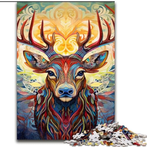Puzzle 1000 Teile für Erwachsene, Hirsch, psychedelische Kunst, Puzzle für Erwachsene, 50x75cm, Denksportaufgabe, Spiel für Erwachsene, interaktive Aktivität für die Familie Puzzle 1000 Teile für Erwachsene, Hirsch, psychedelische Kunst, Puzzle für Erwachsene, 50x75cm, Denksportaufgabe, Spiel für Erwachsene, interaktive Aktivität für die Familie von LYXIANY