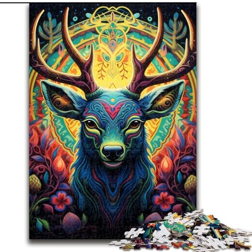 Puzzle 1000 Teile für Erwachsene, Hirsch, psychedelische Kunst, unmögliches Puzzle für Erwachsene, 26x38cm, Denksportaufgabe, Spiel für Erwachsene, interaktive Familienaktivität Puzzle 1000 Teile für Erwachsene, Hirsch, psychedelische Kunst, unmögliches Puzzle für Erwachsene, 26x38cm, Denksportaufgabe, Spiel für Erwachsene, interaktive Familienaktivität von LYXIANY