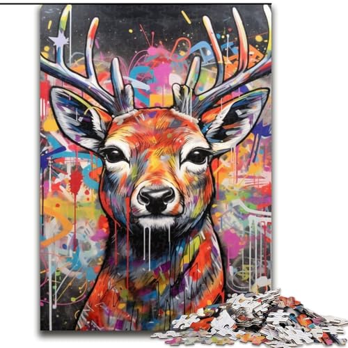 Puzzle 1000 Teile für Erwachsene, Hirsch-Graffiti-Puzzle für Erwachsene, 50x75cm, Denksportaufgabe, Spiel für Erwachsene, interaktive Familienaktivität Puzzle 1000 Teile für Erwachsene, Hirsch-Graffiti-Puzzle für Erwachsene, 50x75cm, Denksportaufgabe, Spiel für Erwachsene, interaktive Familienaktivität von LYXIANY