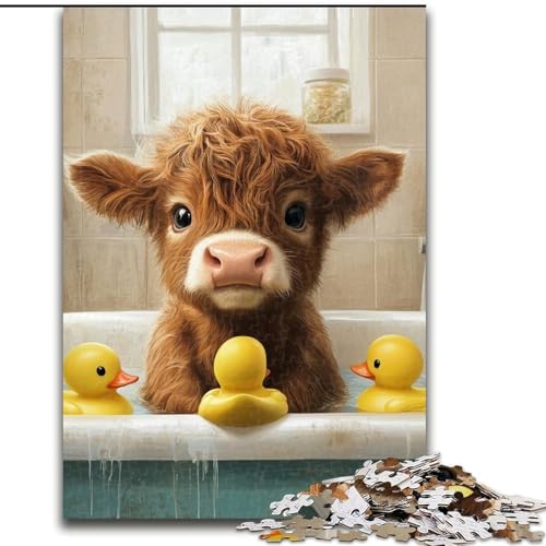 Puzzle 1000 Teile für Erwachsene, Hochlandkuh im Badezimmer, Puzzle aus Holz, anspruchsvolles Denkspiel für Teenager, Familienspaß, interaktives Spiel, Größe 50x75cm Puzzle 1000 Teile für Erwachsene, Hochlandkuh im Badezimmer, Puzzle aus Holz, anspruchsvolles Denkspiel für Teenager, Familienspaß, interaktives Spiel, Größe 50x75cm von LYXIANY
