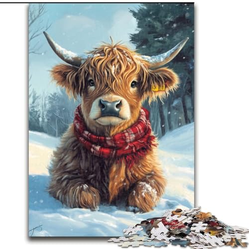 Puzzle 1000 Teile für Erwachsene, Hochlandkuh im Winter, für 14+, anspruchsvolles Spiel als Geschenk für die ganze Familie und Freunde (Größe 50x75cm) von LYXIANY