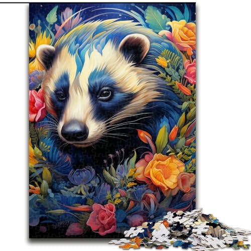 Puzzle 1000 Teile für Erwachsene, Honigdachs-Blumen, Holzpuzzle, Denkspiel für Teenager, 50x75cm Puzzle 1000 Teile für Erwachsene, Honigdachs-Blumen, Holzpuzzle, Denkspiel für Teenager, 50x75cm von LYXIANY