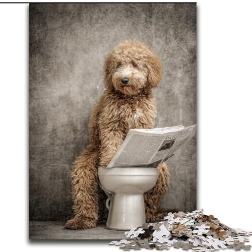 Puzzle 1000 Teile für Erwachsene, Hund auf der Toilette, Puzzle aus Holz, anspruchsvolles Denkspiel für Teenager, Familienspaß, interaktives Spiel, Größe 50x75cm Puzzle 1000 Teile für Erwachsene, Hund auf der Toilette, Puzzle aus Holz, anspruchsvolles Denkspiel für Teenager, Familienspaß, interaktives Spiel, Größe 50x75cm von LYXIANY