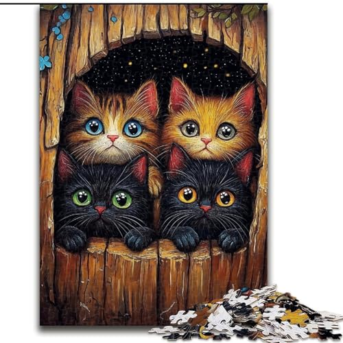 Puzzle 1000 Teile für Erwachsene, Katze im Baumloch, Puzzle aus Holz, anspruchsvolles Denkspiel für Teenager, Familienspaß, interaktives Spiel, Größe 50x75cm Puzzle 1000 Teile für Erwachsene, Katze im Baumloch, Puzzle aus Holz, anspruchsvolles Denkspiel für Teenager, Familienspaß, interaktives Spiel, Größe 50x75cm von LYXIANY