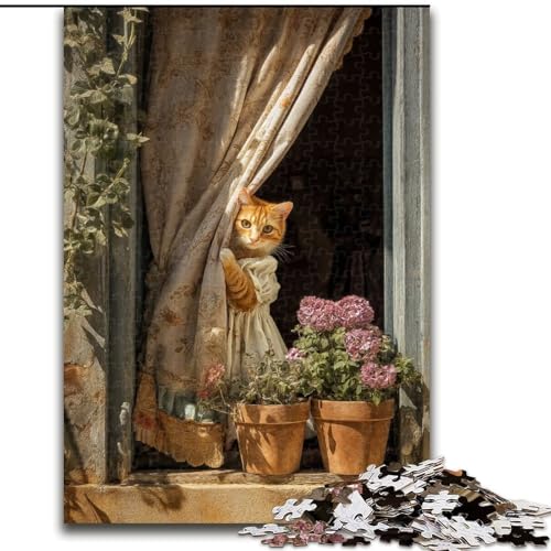 Puzzle 1000 Teile für Erwachsene, Katze im Fenster, aus Holz, Kinder ab 14 Jahren, Größe 50x75cm, lustiges Basteln für die ganze Familie, perfekt für Geburtstage, Feiertage Puzzle 1000 Teile für Erwachsene, Katze im Fenster, aus Holz, Kinder ab 14 Jahren, Größe 50x75cm, lustiges Basteln für die ganze Familie, perfekt für Geburtstage, Feiertage von LYXIANY
