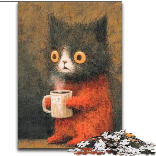 Puzzle 1000 Teile für Erwachsene, Katze trinkt Kaffee, Puzzle aus Holz, anspruchsvolles Denkspiel für Teenager, Familienspaß, interaktives Spiel, Größe 50x75cm Puzzle 1000 Teile für Erwachsene, Katze trinkt Kaffee, Puzzle aus Holz, anspruchsvolles Denkspiel für Teenager, Familienspaß, interaktives Spiel, Größe 50x75cm von LYXIANY