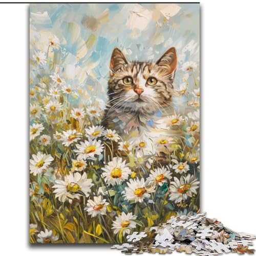 Puzzle 1000 Teile für Erwachsene, Katze unter Blumen, Puzzle aus Holz, anspruchsvolles Denkspiel für Teenager, Familienspaß, interaktives Spiel, Größe 50x75cm Puzzle 1000 Teile für Erwachsene, Katze unter Blumen, Puzzle aus Holz, anspruchsvolles Denkspiel für Teenager, Familienspaß, interaktives Spiel, Größe 50x75cm von LYXIANY
