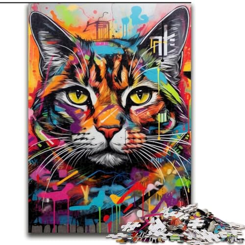 Puzzle 1000 Teile für Erwachsene, Katzen-Graffiti, Holzpuzzle, 50x75cm, perfekt für Halloween, Weihnachten, Geburtstagsgeschenk Puzzle 1000 Teile für Erwachsene, Katzen-Graffiti, Holzpuzzle, 50x75cm, perfekt für Halloween, Weihnachten, Geburtstagsgeschenk von LYXIANY