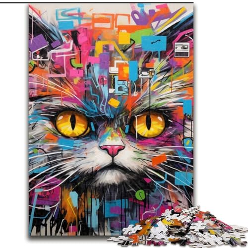 Puzzle 1000 Teile für Erwachsene, Katzen-Graffiti, Holzpuzzle, Denkspiel für Teenager, 50x75cm Puzzle 1000 Teile für Erwachsene, Katzen-Graffiti, Holzpuzzle, Denkspiel für Teenager, 50x75cm von LYXIANY