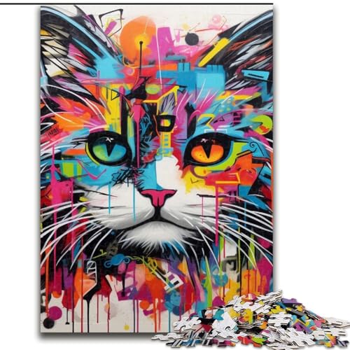 Puzzle 1000 Teile für Erwachsene, Katzen-Graffiti-Puzzles für Erwachsene, Geburtstagsgeschenkidee, anspruchsvolles Denkspiel, 50x75cm Puzzle 1000 Teile für Erwachsene, Katzen-Graffiti-Puzzles für Erwachsene, Geburtstagsgeschenkidee, anspruchsvolles Denkspiel, 50x75cm von LYXIANY