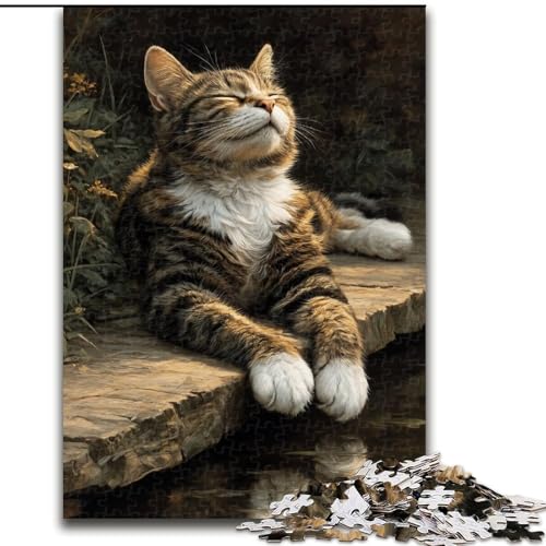 Puzzle 1000 Teile für Erwachsene, Katzen-Puzzle aus Holz, pädagogische Aktivität zur Verbesserung kognitiver Fähigkeiten, Größe 50x75cm von LYXIANY