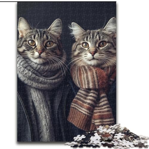 Puzzle 1000 Teile für Erwachsene, Katzenpaar, für Kinder ab 14 Jahren, jedes Teil ist einzigartig – lustiges und herausforderndes Spiel für die ganze Familie, tolles Geschenk (Größe 26x38cm) von LYXIANY
