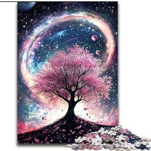 Puzzle 1000 Teile für Erwachsene, Kirschblütenbaum-Puzzle aus Holz, Weihnachten, Halloween, Ostern, Neujahr, Größe 50x75cm von LYXIANY