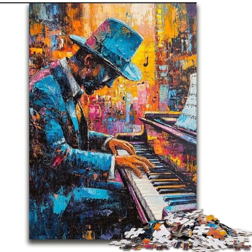 Puzzle 1000 Teile für Erwachsene, Klavier Spielen, Ölgemälde, anspruchsvolles Spiel, Spielzeug, Wanddekoration, einzigartige Geburtstags (Größe 26x38cm) von LYXIANY