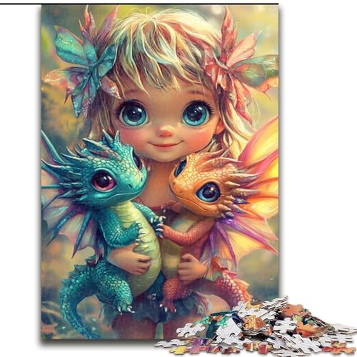 Puzzle 1000 Teile für Erwachsene, Kleines Mädchen und Drache, Puzzle aus Holz, Hochschwieriges Denkspiel für Teenager, Größe 50x75cm Puzzle 1000 Teile für Erwachsene, Kleines Mädchen und Drache, Puzzle aus Holz, Hochschwieriges Denkspiel für Teenager, Größe 50x75cm von LYXIANY