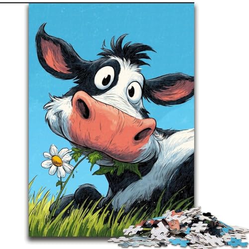 Puzzle 1000 Teile für Erwachsene, Kühe auf der Wiese, Puzzle aus Holz, DIY-Dekoration, anspruchsvolles Denkspiel, Größe 50x75cm von LYXIANY
