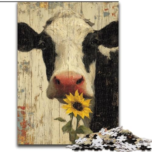 Puzzle 1000 Teile für Erwachsene, Kühe und Sonnenblumen, Puzzle aus Holz, Familieninteraktion und Gehirnherausforderung, Familienaktivitätsherausforderung, Größe 50x75cm Puzzle 1000 Teile für Erwachsene, Kühe und Sonnenblumen, Puzzle aus Holz, Familieninteraktion und Gehirnherausforderung, Familienaktivitätsherausforderung, Größe 50x75cm von LYXIANY