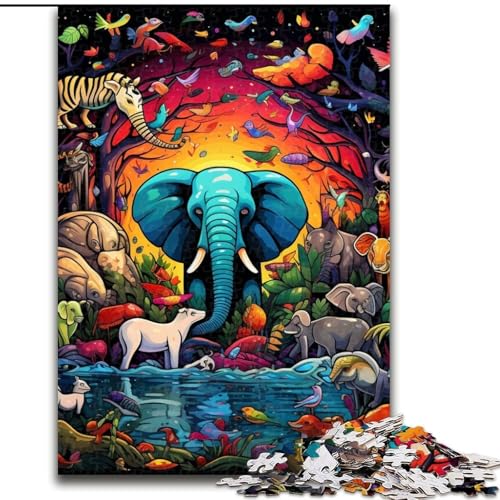 Puzzle 1000 Teile für Erwachsene, Kunst-Elefant, Papppuzzle, 26x38cm, perfekt für Halloween, Weihnachten, Geburtstagsgeschenk Puzzle 1000 Teile für Erwachsene, Kunst-Elefant, Papppuzzle, 26x38cm, perfekt für Halloween, Weihnachten, Geburtstagsgeschenk von LYXIANY