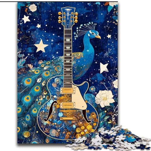 Puzzle 1000 Teile für Erwachsene, Kunst-Gitarren-Puzzle aus Holz, interaktives Familienspiel, DIY-Heimdekoration, Gehirn-Herausforderung, Geschenk, Größe 50x75cm von LYXIANY