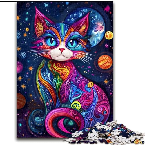 Puzzle 1000 Teile für Erwachsene, Kunstkatze, Lernspielzeug für Kinder ab 14 Jahren, ganze Familie (Größe 26x38cm) von LYXIANY