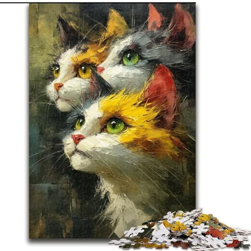 Puzzle 1000 Teile für Erwachsene, Kunstkatze aus Holz, Kinder ab 14 Jahren, Größe 50x75cm, Denkspiel für Teenager Puzzle 1000 Teile für Erwachsene, Kunstkatze aus Holz, Kinder ab 14 Jahren, Größe 50x75cm, Denkspiel für Teenager von LYXIANY