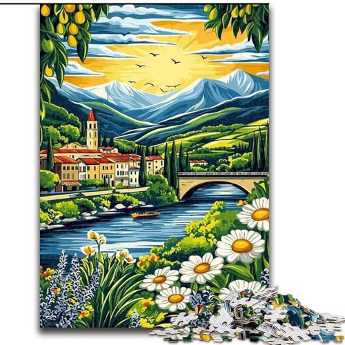 Puzzle 1000 Teile für Erwachsene, Landschaftskunst-Puzzle, Spiel für Erwachsene, Geschenk, Familien-Interaktives Spiel, Gehirn-Herausforderung, Geschenk (Größe 26x38cm) von LYXIANY