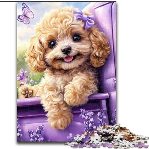 Puzzle 1000 Teile für Erwachsene, Lavendelpudel, Spiele, Spielzeug, Geschenk, einzigartige Geburtstags- und Geschenkideen für Kinder ab 14 Jahren (Größe 26x38cm) von LYXIANY