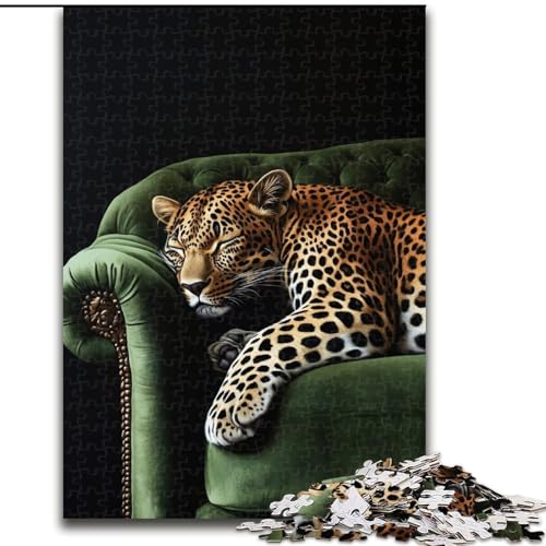 Puzzle 1000 Teile für Erwachsene, Leopard auf dem Sofa, Puzzle aus Karton, anspruchsvolles Denkspiel für Teenager, Spaß für die ganze Familie, DIY-Heimdeko-Geschenk, Größe 26X38cm von LYXIANY