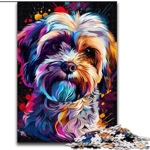 Puzzle 1000 Teile für Erwachsene, Lhasa Apso-Hund, Kunst-Puzzle für Erwachsene, Größe 38x26cm, Denkspiel für Teenager von LYXIANY