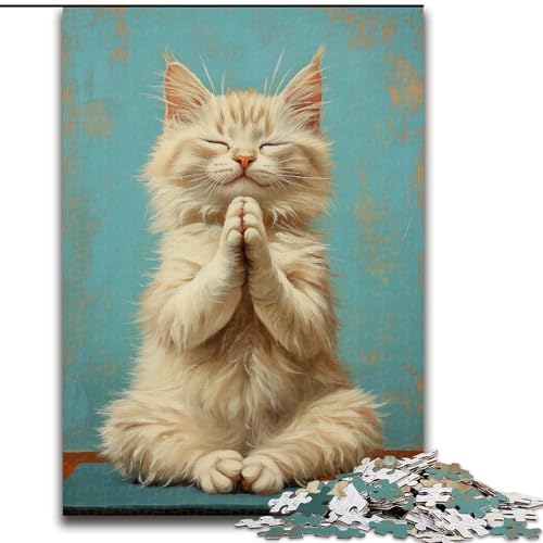Puzzle 1000 Teile für Erwachsene, Meditierende Katze, anspruchsvolles Spiel und Familienspiel, Lernspiel für Geburtstag, Weihnachten, 26x38cm von LYXIANY