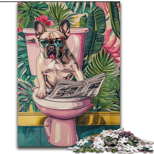 Puzzle 1000 Teile für Erwachsene, Mops auf der Toilette, Puzzle aus Holz, anspruchsvolles Denkspiel für Teenager, Familienspaß, interaktives Spiel, Größe 50x75cm Puzzle 1000 Teile für Erwachsene, Mops auf der Toilette, Puzzle aus Holz, anspruchsvolles Denkspiel für Teenager, Familienspaß, interaktives Spiel, Größe 50x75cm von LYXIANY
