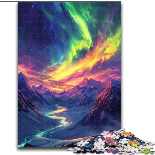 Puzzle 1000 Teile für Erwachsene, Mountain Aurora Puzzle für Teenager, Familienspieleabend, hirnfordernde Geschenkidee (Größe: 26x38cm) von LYXIANY