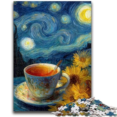 Puzzle 1000 Teile für Erwachsene, Nachthimmel, Kaffee, schwierig und herausfordernd, mit passendem Poster und Quizblatt, für Alter 14, 26x38cm von LYXIANY