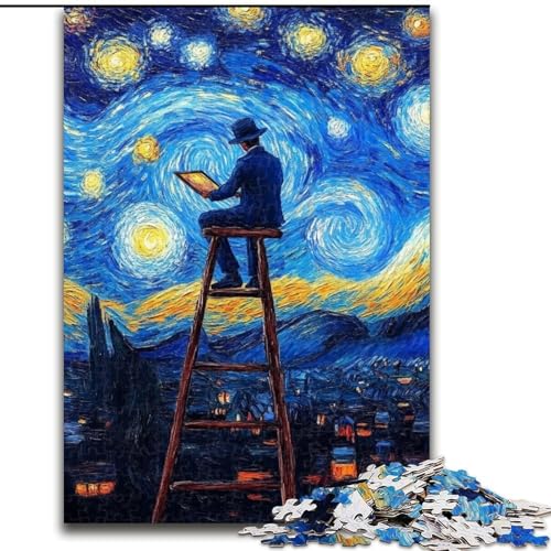 Puzzle 1000 Teile für Erwachsene, Nachthimmel-Maler, aus Holz, zum Entspannen und Herausfordern, farbenfrohe Kunst zur Heimdekoration, Freunde, Größe 50x75cm Puzzle 1000 Teile für Erwachsene, Nachthimmel-Maler, aus Holz, zum Entspannen und Herausfordern, farbenfrohe Kunst zur Heimdekoration, Freunde, Größe 50x75cm von LYXIANY
