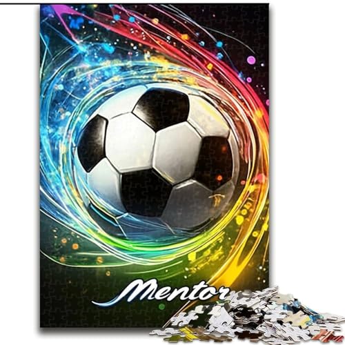 Puzzle 1000 Teile für Erwachsene, Neon-Fußball-Puzzle aus Holz, anspruchsvolles Denkspiel für Teenager, Familienspaß, interaktives Spiel, Größe 50x75cm von LYXIANY