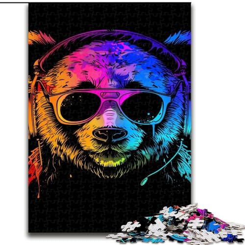 Puzzle 1000 Teile für Erwachsene, Panda mit Kopfhörern, Holzpuzzle, interaktives Familienspiel, Denksportaufgabe, Lernspielzeug, Größe 50x75cm von LYXIANY