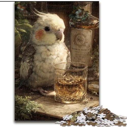 Puzzle 1000 Teile für Erwachsene, Papagei trinkt EIN Getränk, Puzzle aus Holz, Geburtstage, Feiertage und als Heimdekoration, Größe 50x75cm von LYXIANY
