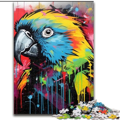 Puzzle 1000 Teile für Erwachsene, Papageien-Graffiti-Malerei, unmögliches Puzzle für Erwachsene, 50x75cm, anspruchsvolles DIY-Dekorationsspiel, interaktives Familienspielzeug von LYXIANY