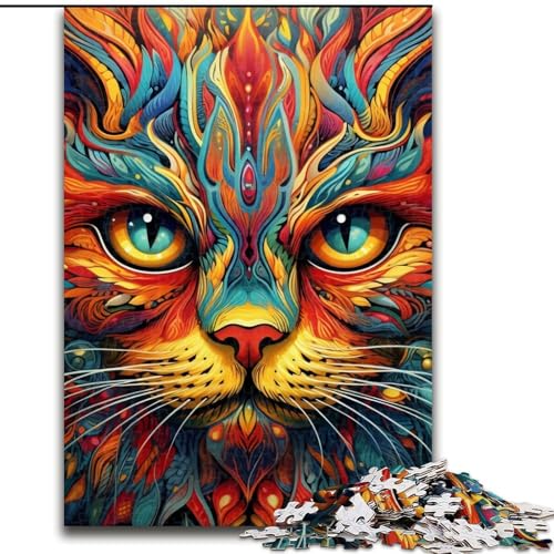 Puzzle 1000 Teile für Erwachsene, Psychedelische Katzen-Puzzles für Erwachsene, Geburtstagsgeschenkidee, anspruchsvolles Denkspiel, 26x38cm Puzzle 1000 Teile für Erwachsene, Psychedelische Katzen-Puzzles für Erwachsene, Geburtstagsgeschenkidee, anspruchsvolles Denkspiel, 26x38cm von LYXIANY