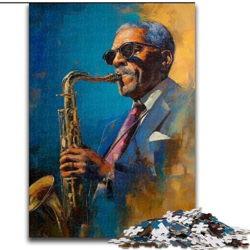 Puzzle 1000 Teile für Erwachsene, Saxophon spielend, Spiele, Spielzeug, Geschenk, einzigartige Geburtstags- und Geschenkideen für Kinder ab 14 Jahren (Größe 50x75cm) von LYXIANY