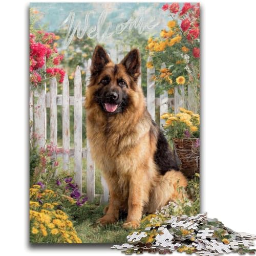 Puzzle 1000 Teile für Erwachsene, Schäferhund im Garten, Denkspiel, Lernspiel für Geburtstag, Weihnachten, für ab 14 Jahren, 26x38cm von LYXIANY