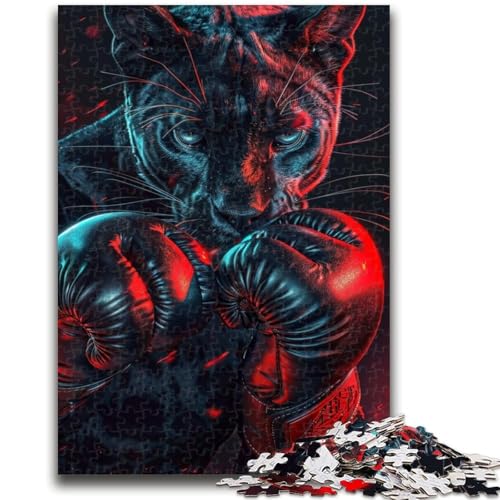 Puzzle 1000 Teile für Erwachsene, Schwarzer Leoparden-Boxer, Familienspaß für die ganze Familie, Erwachsene und Kinder ab 14 Jahren, 26x38cm von LYXIANY